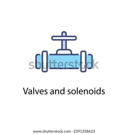 Valves and solenoids vector icon stock illustration