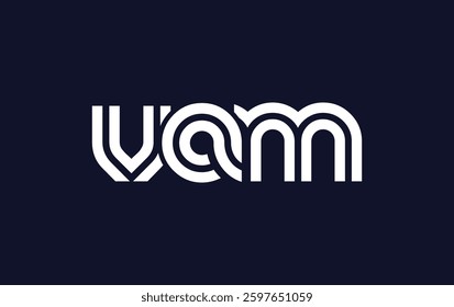 VAM Creative Unique Modern Letter Logo Design. Stylized logo featuring a unique letter design, presenting abstract minimalist aesthetics and modern appeal.