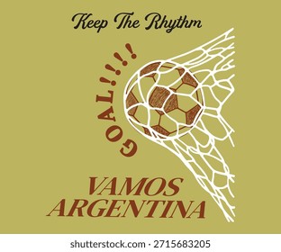 Vamos, Argentina, keep the rhythm.  varsity slogan typography print artwork for the apparel industry