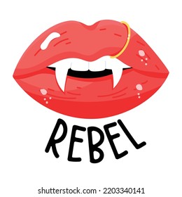 A vamp lips flat sticker icon