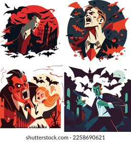 The vampire attack illustration flat vector