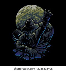 the vampire attack illustration vector