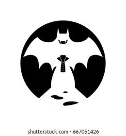 Vampire and Bat Badge / Emblem Monochrome
