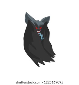 Vampire bat in black cape vector Illustration on a white background
