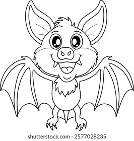 Vampire bat cartoon line art for coloring book pages