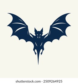 Vampire Bat flying silhouette logo style design white background.