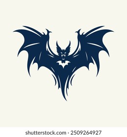 Vampiro murciélago volando silueta logo diseño de estilo de fondo blanco.