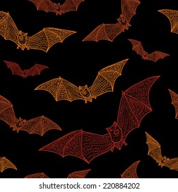 Vampire bat Halloween drawing seamless texture vector illustration