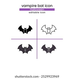 Vampire Bat Halloween, mystery, spooky, horror and Scary Icon Set