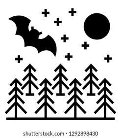 Vampire bat, halloween night solid icon 