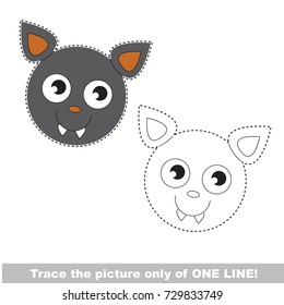Vampire Bat Head to be traced only of one line, the tracing educational game to preschool kids with easy game level, the colorful and colorless version.