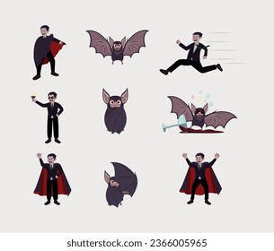 Vampire and Bat Illustration , for sticker, background, or decoration. A simple vector design.