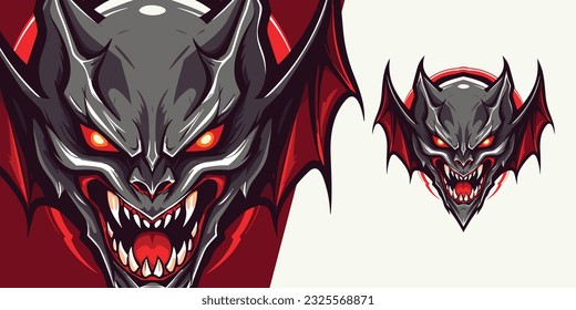 Mascota con logotipo de murciélago de vampiro - Ilustración gráfica vectorial para equipos deportivos y deportivos electrónicos victoria