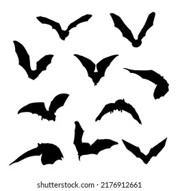 vampire bat silhouette hand drawing vector illustration isolated on white background