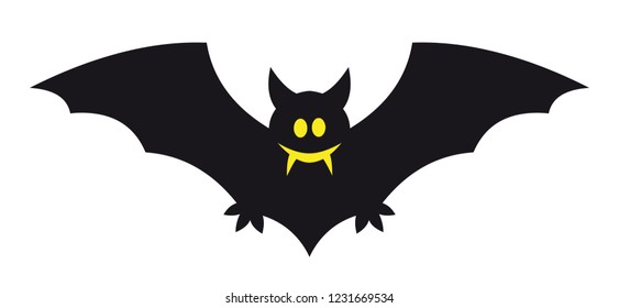 Vampire bat / vector, black-yellow, isolated