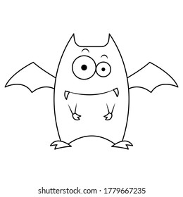 Vampire bat vector illustration cartoon isolated on white background. Halloween bat vector cartoon colorless for coloring page. 