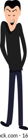 Vampire in black, illustration, vector on white background