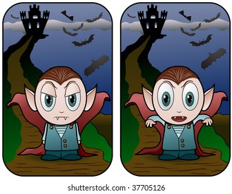 Vampire Boy in front of castle - vector illustrations