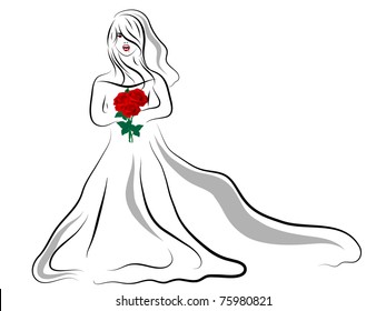 Vampire bride on white background
