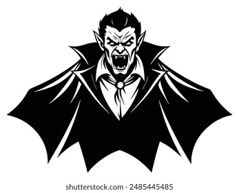 Vampire with Cape Silhouette Design