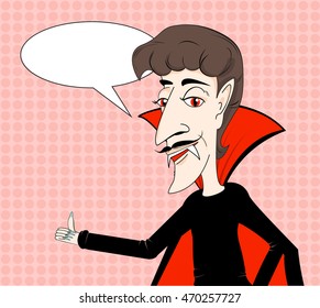 Vampire cartoon character vector illustration retro style
