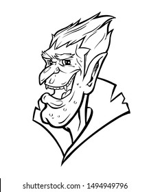Vampire cartoon vector line art illustration. Character design sticker label and t-shirt illustration.