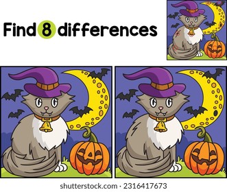 Vampire Cat Halloween Find The Differences