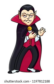 Vampire character for Halloween. Vector illustration in cartoon style.