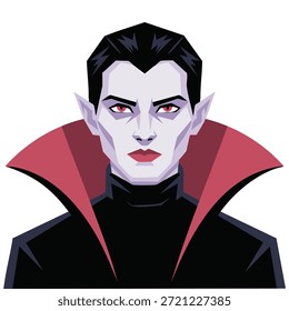 Personaje de vampiro con colmillos afilados ojos rojos ilustración de terror