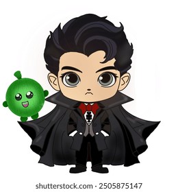 vampire child Cute watermelon. Have fun text.Heart.Reptile animal character cartoon design.Image for card,poster,sticker,baby product.Kawaii.Vector.Illustration.