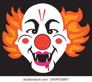 A vampire clown has just fed on an unwilling victim