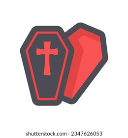 vampire coffin Crosses and vampires fly on Halloween night.