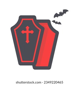 vampire coffin Crosses and vampires fly on Halloween night.