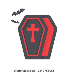Vampirscoffin Crosses und Vampire fliegen an Halloween-Nacht.