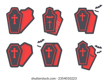 vampire coffin Crosses and vampires fly on Halloween night.