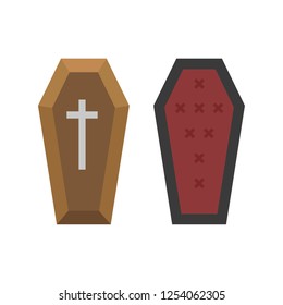 Vampire coffin flat icon.Coffin icon