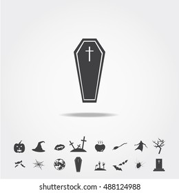 vampire coffin halloween icon set