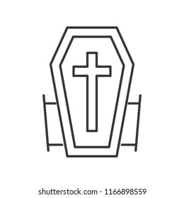 vampire coffin, Halloween related hollow outline icon, editable stroke