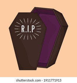 Vampire coffin with R.I.P inscription for Halloween party decoration