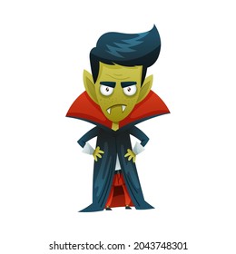 Vampire Or Count Dracula In Cloak As Halloween Character Vector Illustration