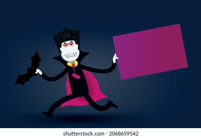 Vampire Count with an empty sign for Halloween. Vector banner