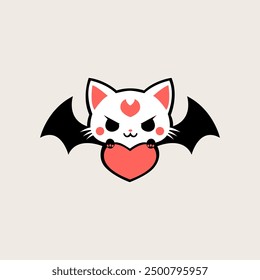 Vampire cute cat minimalistic icon logo