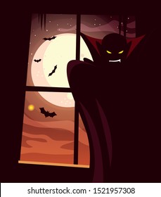 Vampire design, Halloween holiday horror scary celebration autumn dark and party theme Vector illustration