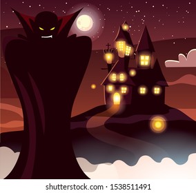 Vampire design, Halloween holiday horror scary celebration autumn dark and party theme Vector illustration