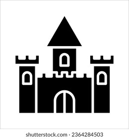 Vampire Dracula Castle Line Icon. Halloween Gothic Spooky Castle Outline Pictogram. vector illustration on white background