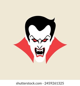 Vampir-Dracula-Charakter, Halloween-Element in moderner Wohnung, Linienstil. handgezeichnete Illustration
