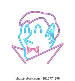 vampire or dracula in neon light for halloween vector illustration design