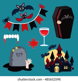 Vampire dracula symbols icons vector set.