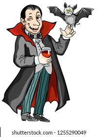 Vampire drinking a glass of blood