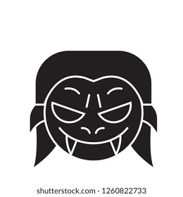 Vampire emoji black vector concept icon. Vampire emoji flat illustration, sign